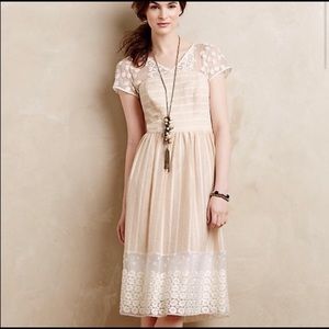 Moulinette Soeurs Anthropologie Cream Lace Dress